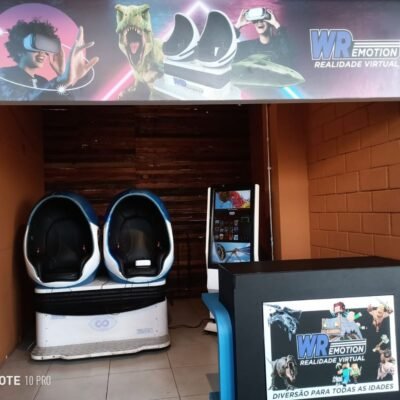 Plataforma de movimento VR ONE EGG chair com 2 VR e 2 PC para shoppings e eventos